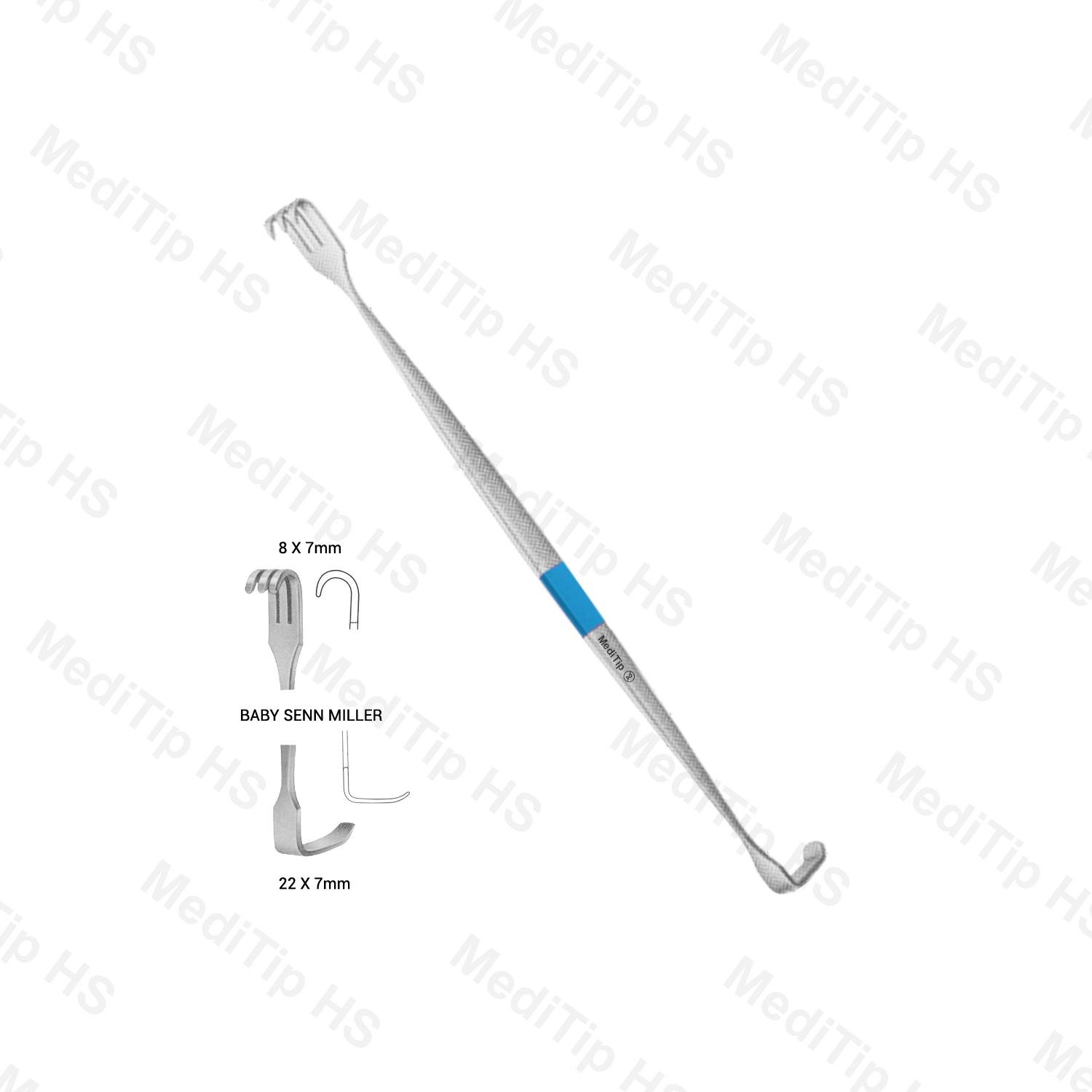 Single Use Baby Senn-Miller Retractor Double Ended 150mm 8x7mm 22x7mm