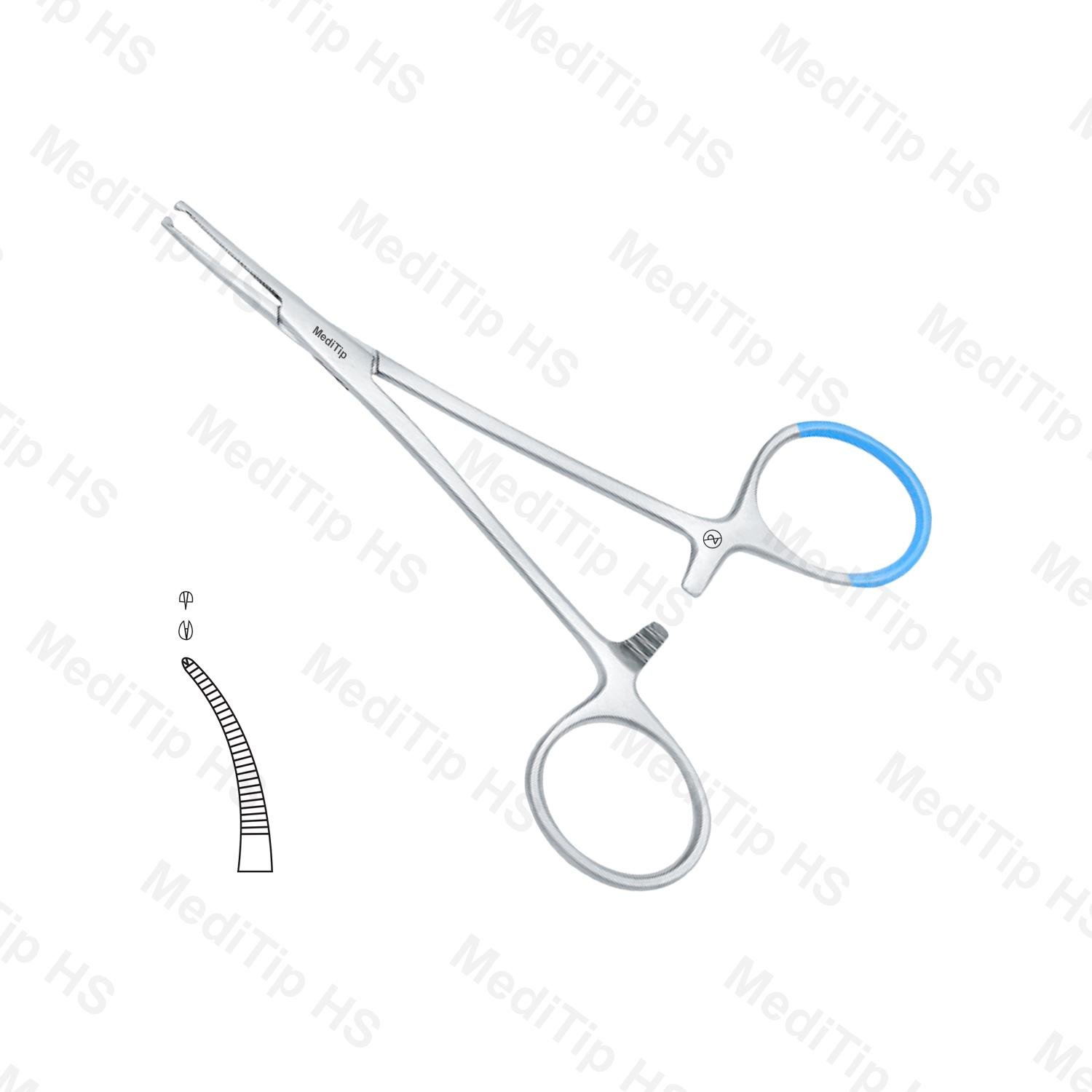 Single Use Micro Mosquito Kocher Forceps 1x2 Teeth Curved